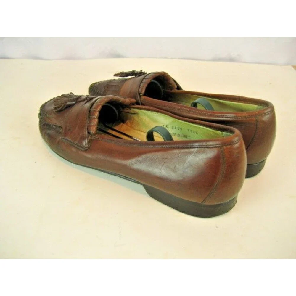 Mens Johnston&Murphy (Italy) Brown Leather Tassle Kiltie Casual Loafers sz 11.5D